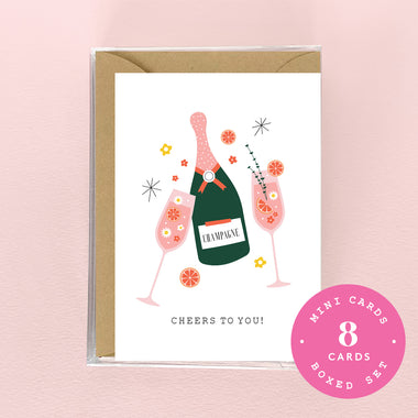 Mini Boxed Set - Cheers to You - Champagne Design -  8 Cards