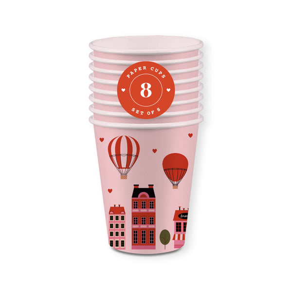 Paper Cups - Paris Valentine's Day Design