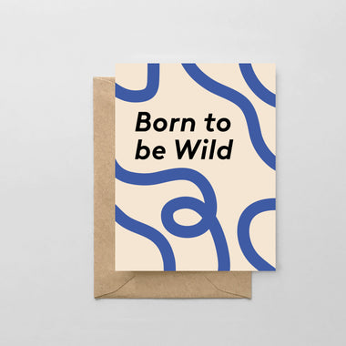 Born to be Wild Blue & Beige Swirls - Greeting Card