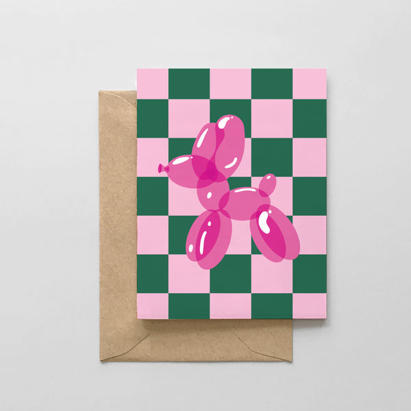Balloon Dog Check Design - Greeting Card