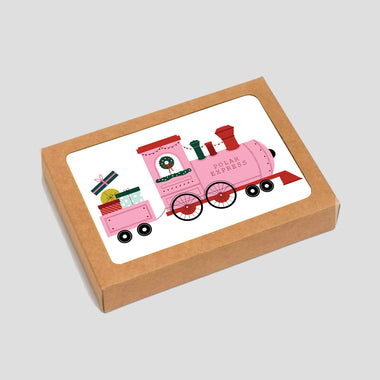 Pink Polar Express Train - Boxed Set of 6 Cards