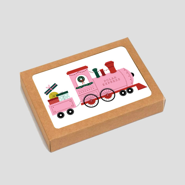 Pink Polar Express Train - Boxed Set of 6 Cards