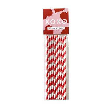 Red & White Valentine's Day Striped Straws