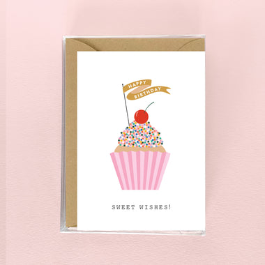 Mini Boxed Set - Happy Birthday Sprinkle Cupcake - 8 Cards