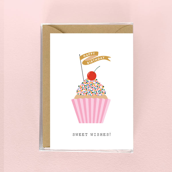 Mini Boxed Set - Happy Birthday Sprinkle Cupcake - 8 Cards