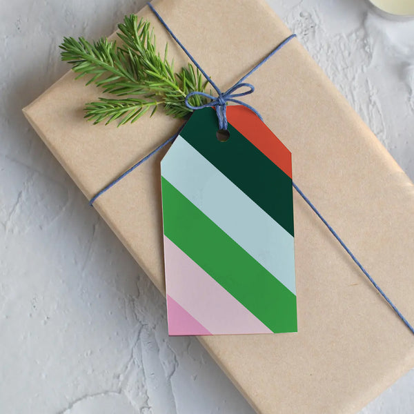 Holiday Stripe Gift Tags - Set of 10 Tags