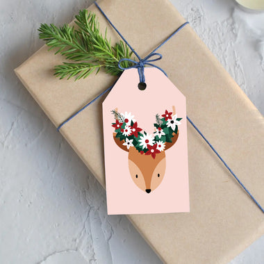 Reindeer Gift Tags - Set of 10 Tags