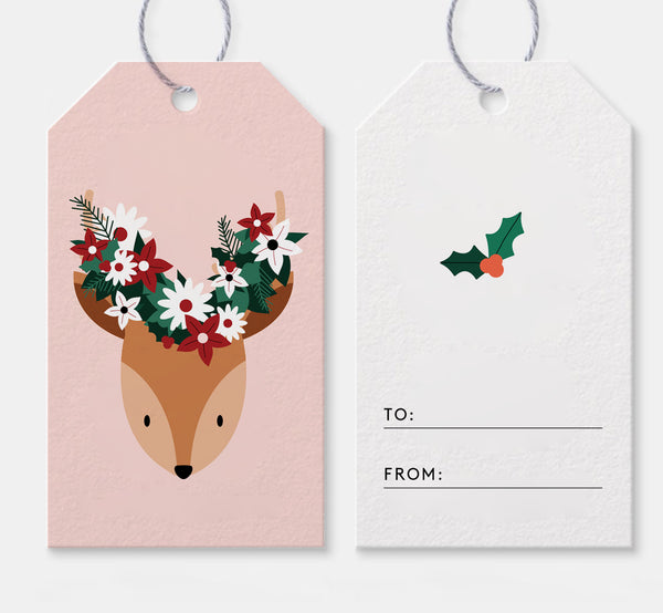 Reindeer Gift Tags - Set of 10 Tags