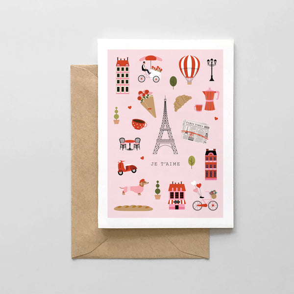 Je T'aime - Paris Design - Valentine's Day Card