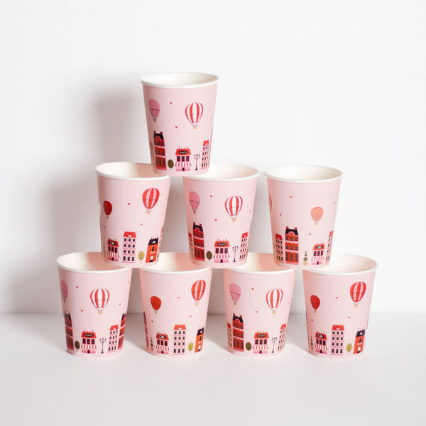 Paper Cups - Paris Valentine's Day Design