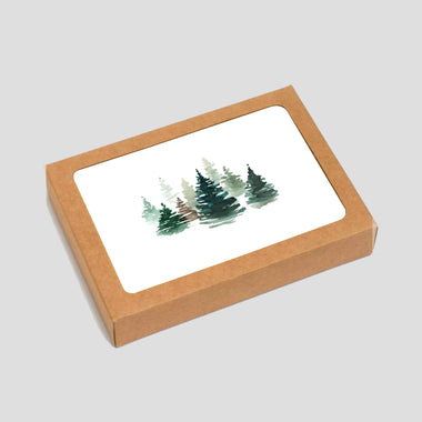 Watercolor Evergreens - Holiday Boxed Set of 6 Cards
