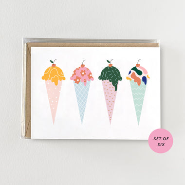 Ice Cream Cones - Mini Boxed Set of 6 Cards