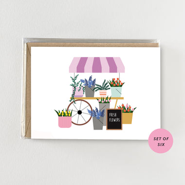 Flower Cart Design - Mini Boxed Set of 6 Cards