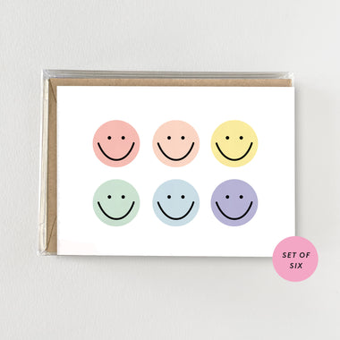 Happy Face Design - Mini Boxed Set of 6 Cards