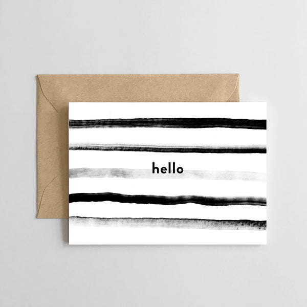 Hello Black & White Watercolor