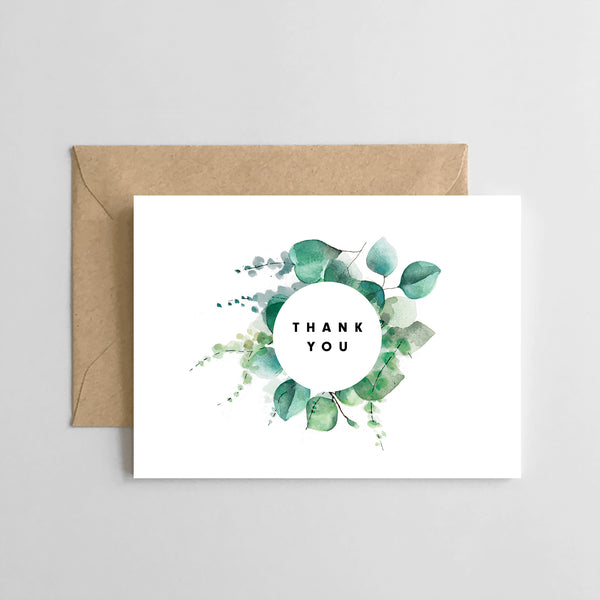 Thank You Greenery Watercolo - Boxed Set of 6 Cards